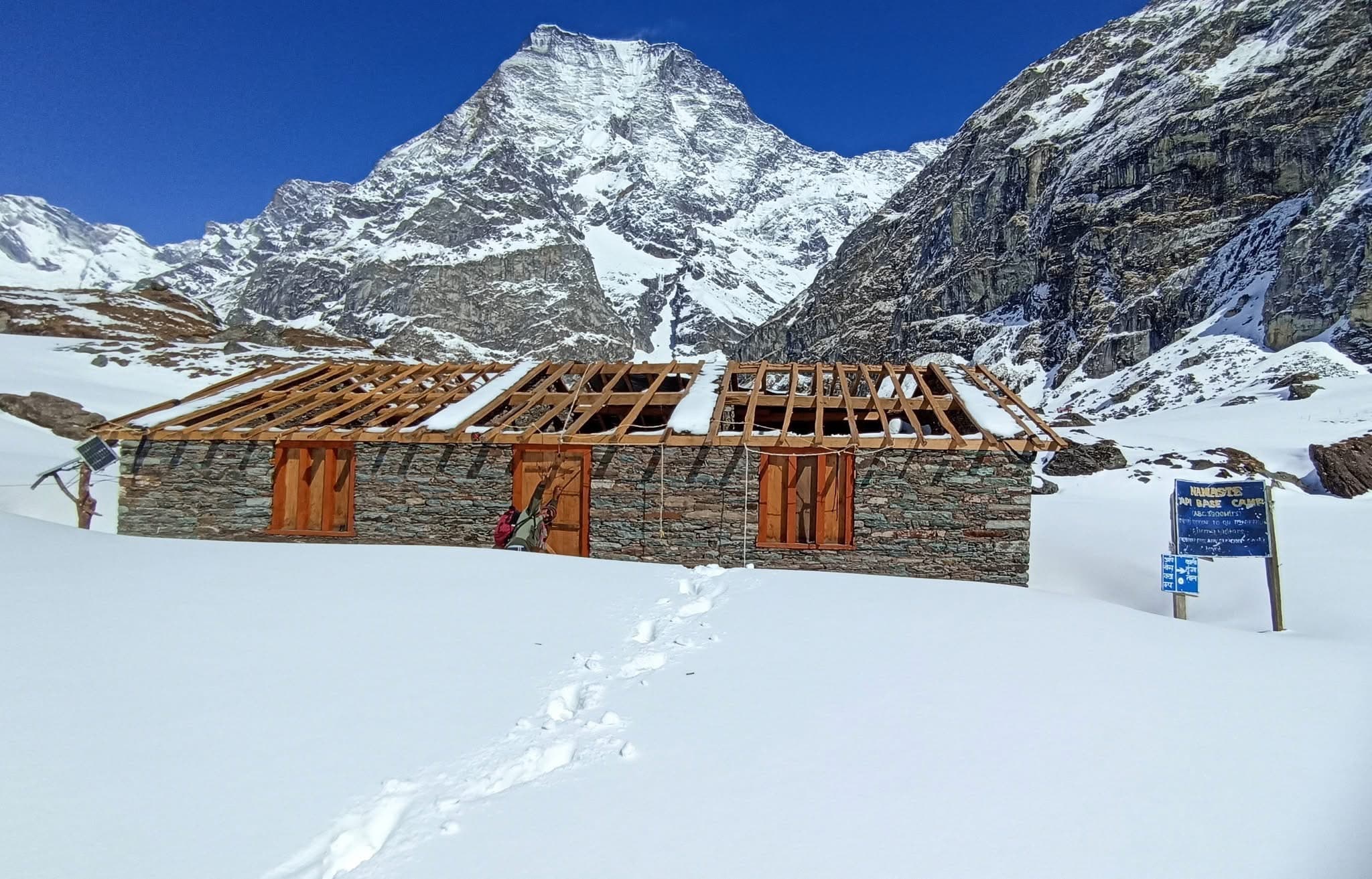 stunning views of Apil Himal after fresh snowfall